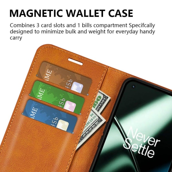 Lompakko Nahkakotelo For OnePlus 11 - Vaalean Ruskea Brown