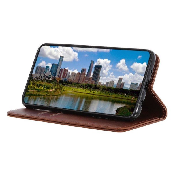 Wallet-style ægte Læder Flipcase til Xiaomi Redmi Note 10s / Note 10 - Kaffe Brown