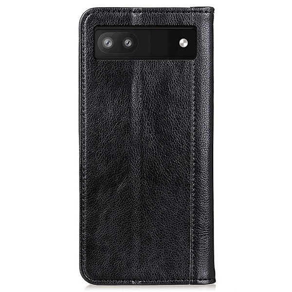 Google Pixel 7a ægte læderetui med magnetisk lukning - Sort Black