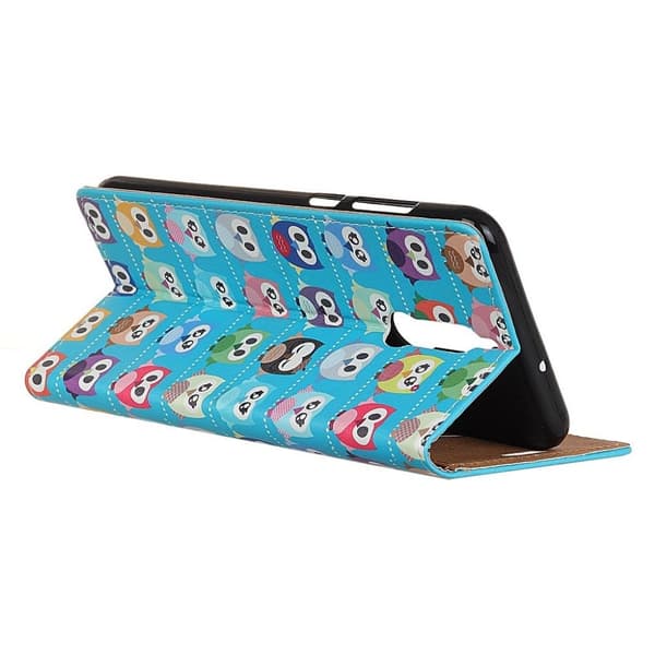 Huawei Mate 10 Lite kunstlær/silikon cover - Ugle familie blå Multicolor