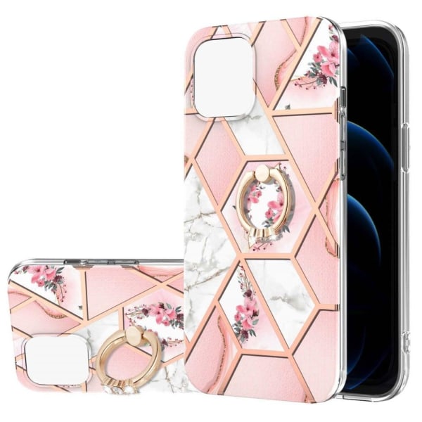 Marble design iPhone 13 cover - Lyserøde Blomster Pink