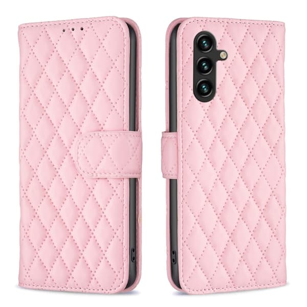 Matt Samsung Galaxy A35 fodral med rombmönster - Rosa Rosa