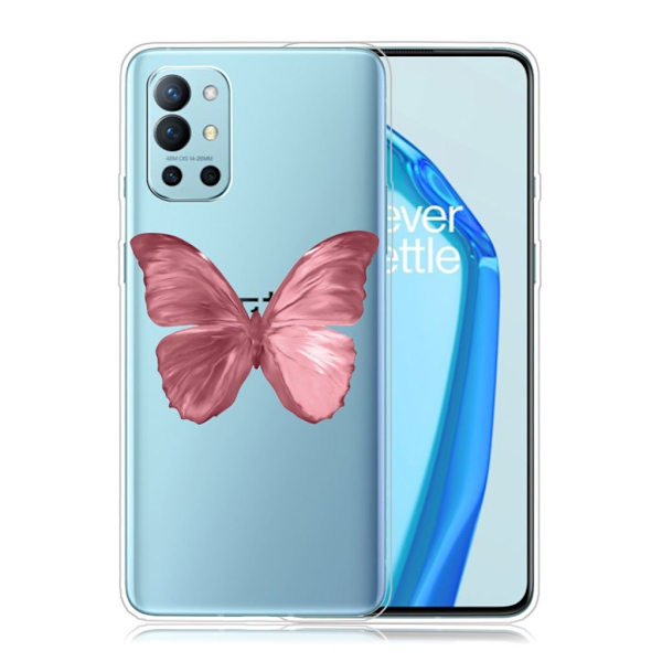 Butterfly läder OnePlus 9R fodral - Rosa Rosa