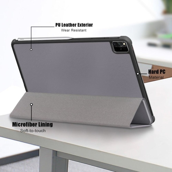 Huawei MatePad Pro 12.6 inch (2021) tri-fold PU leather flip cas Silvergrå
