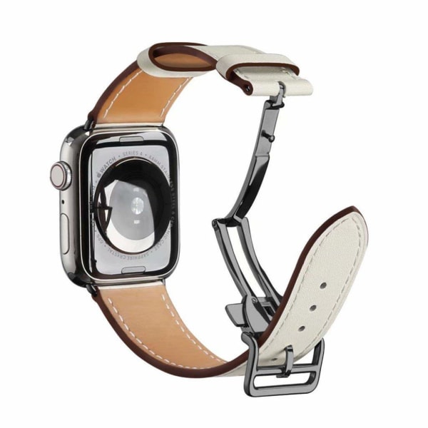 äkta läder rosa guld spänne klockarmband för Apple Watch Series Vit