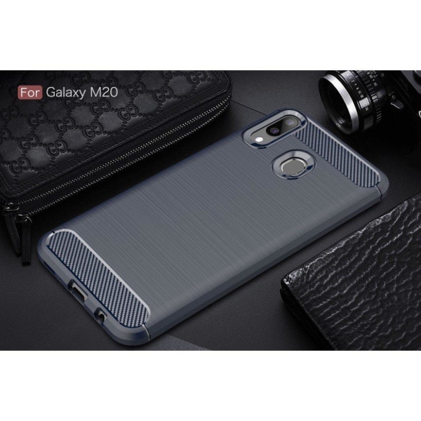 Carbon Flex Samsung Galaxy M20 cover - Mørkeblå Blue