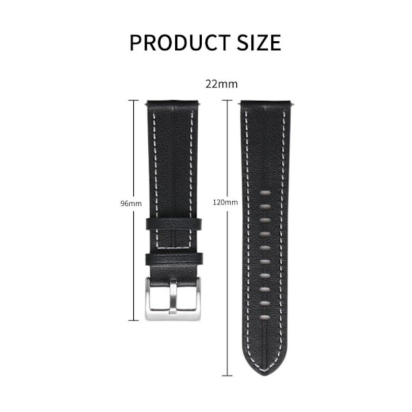 22 mm Universal klockarmband i äkta läder - Mörkrosa Rosa