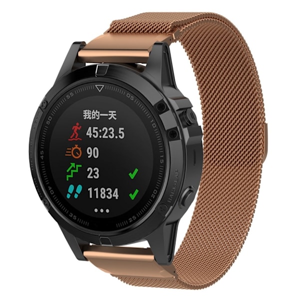 Garmin Fenix 5 erstatnings urrem i stainless stål 22mm - Rosa Guld Multicolor
