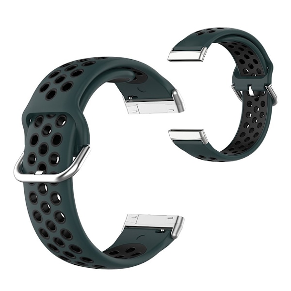 Fitbit Sense / Versa to-tonet silikone rem - Olive grøn / sort Green