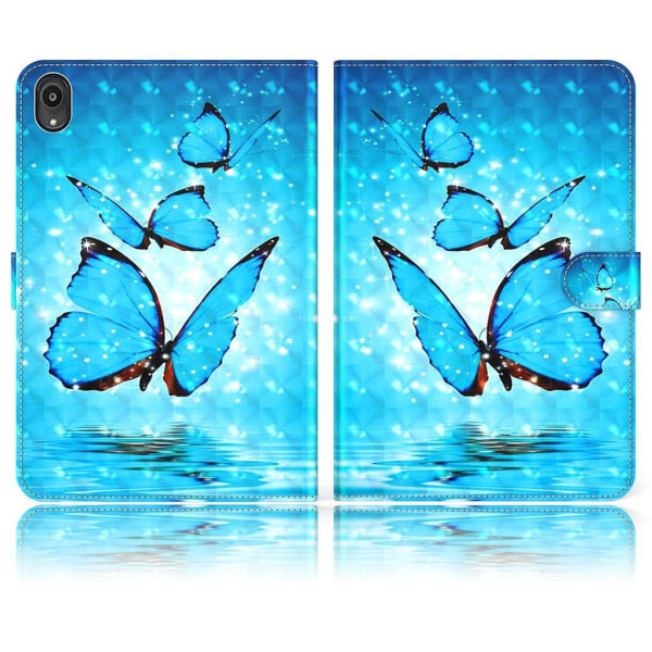 Lenovo Tab P11 stylish pattern leather case - Butterfly Blue