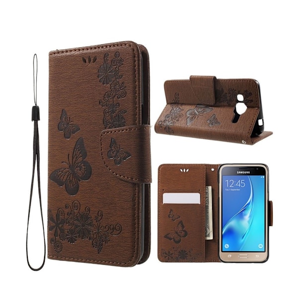 Moberg Samsung Galaxy J3 (2016) Nahkakotelo Läpällä - Ruskea Brown