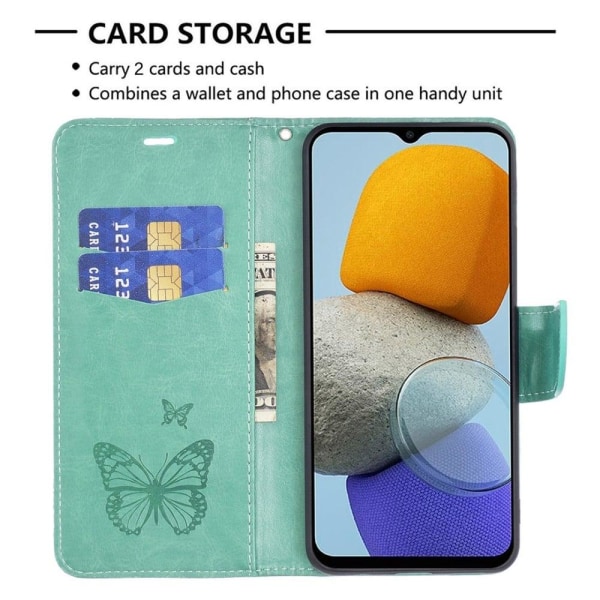 Butterfly Samsung Galaxy M53 5G nahkakotelo - Vihreä Green