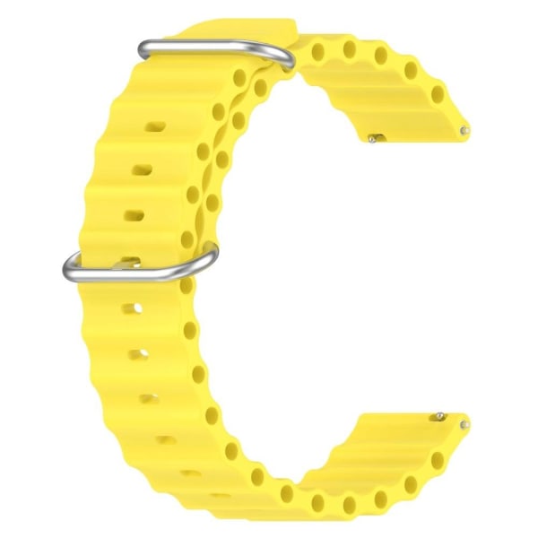 22mm Universal wave design silicone watch strap - Yellow Gul