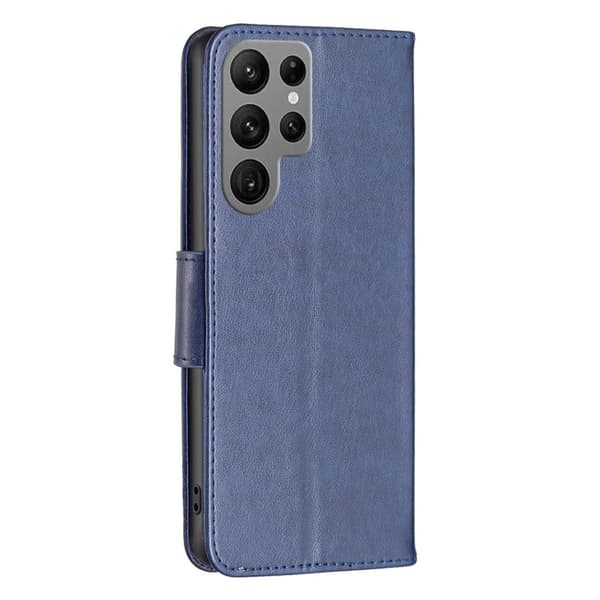 Sommerfugl Samsung Galaxy S23 Ultra Flip Etui - Mørkeblå Blue