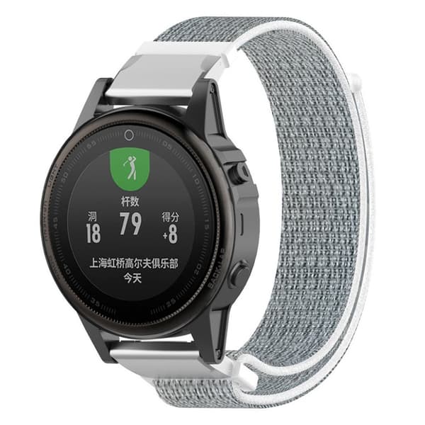 Garmin Fenix ​​5S borrelås nylon - Hvit / Grå Silver grey