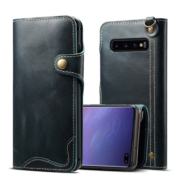 Samsung Galaxy S10 Plus fodral i äkta läder - Grön Grön