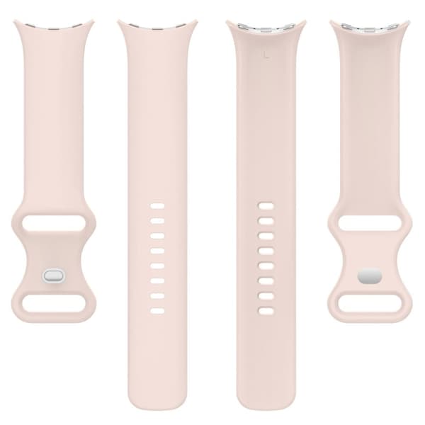 Google Pixel Watch 3 45 mm erstatningsrem 8-formet silikonklokkearmbånd med sølvspenne, størrelse L - Rosa Pink