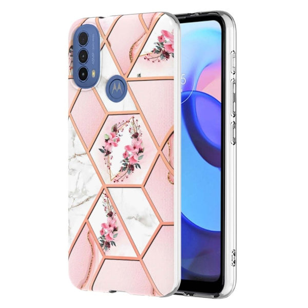 Marble Motorola Moto E30 / E20 / E40 Etui - Lyserøde Blomster Pink