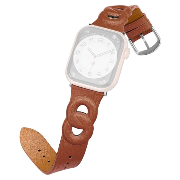 Urrem i ægte læder med dobbelt ring til Apple Watch (41 mm) - Brun Brown