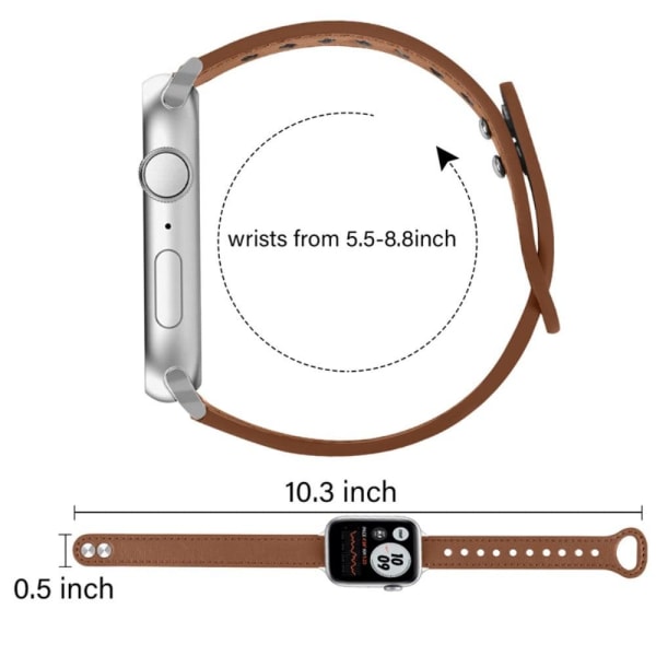 Apple Watch Series 8 (41mm) genuine cowhide leather watch strap Brun