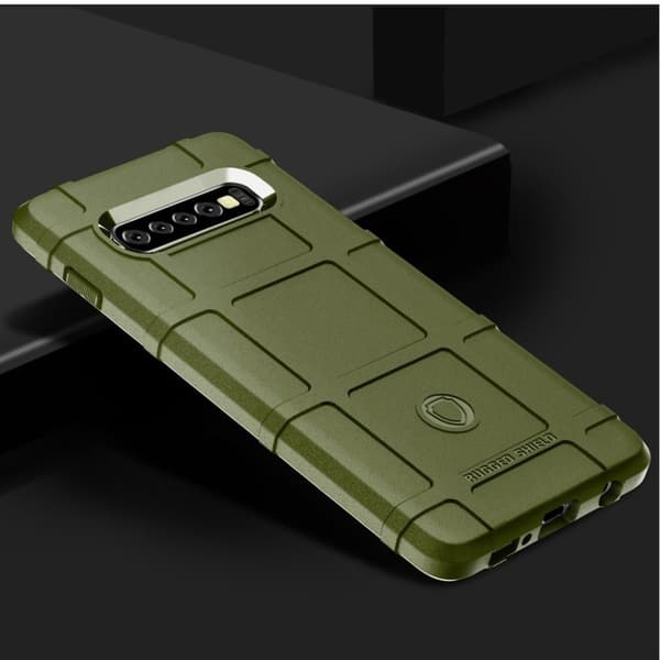 Samsung Galaxy s10 Plus Støtdempende Etui Med Rutetekstur - Militærgrøn Green
