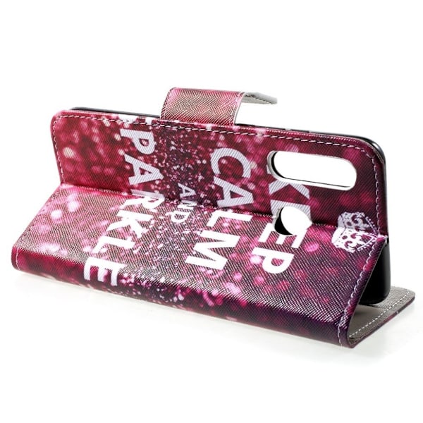 Huawei P30 Lite mønstret læder flip etui - Keep Calm and Sparkle Multicolor