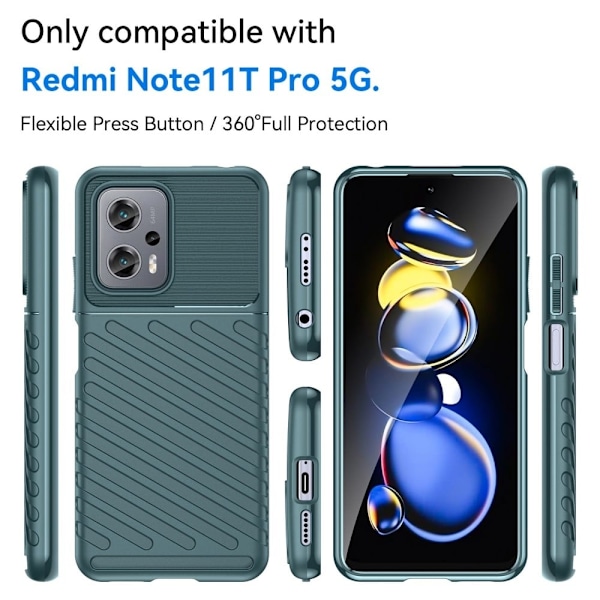 Thunder Xiaomi Poco X4 Gt / Note 11t Pro / 11t Pro Plus Etui - Grøn Green