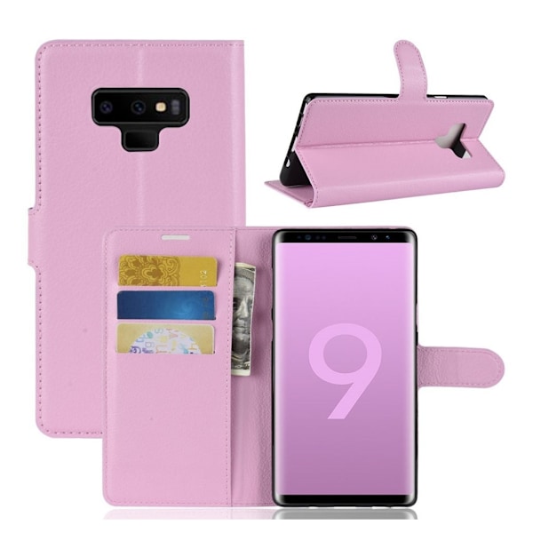 Samsung Galaxy Note9 Liitsihedelmä Jyvä Pinnoitettu Synteetti Nahkainen Lompakko Suojakotelo - Pinkki Pink