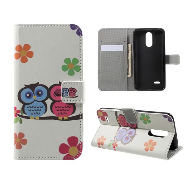 LG K4 2017 Mønstret PU Lær Flip Etui - Ugle Lovers White