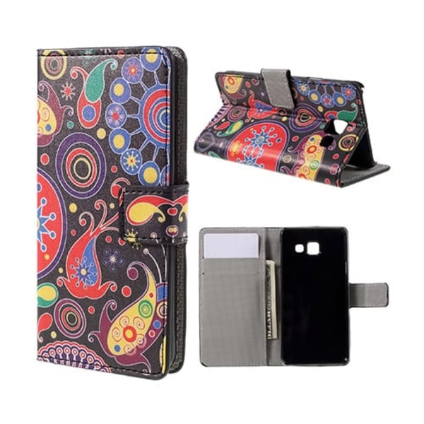 Moberg Læder-etui med kortholder og stå-funktion til Samsung Galaxy A3 SM-A310F (2016) - Sjalsmønstret blomster Multicolor
