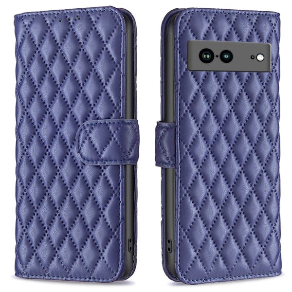 Rhombus mat Google Pixel 7a flip etui - Blå Blue