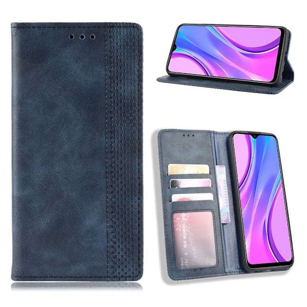 Bofink Vintage läder Xiaomi Redmi 9 fodral - Blå Blå