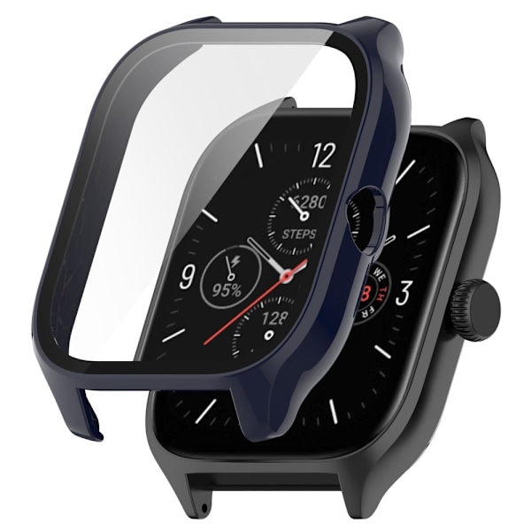 Amazfit GTS 4 cover with tempered glass screen protector - Ink Blue Blå