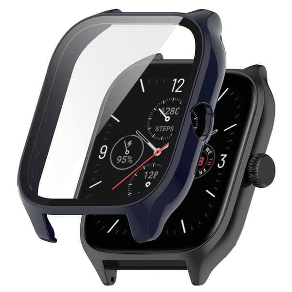 Amazfit GTS 4 kansi karkaistulla lasisuojalla - Muste Sininen Blue