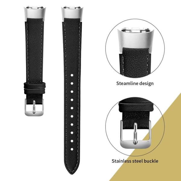 Samsung Galaxy Fit lehmännahkainen nahkaranneke - Musta Black
