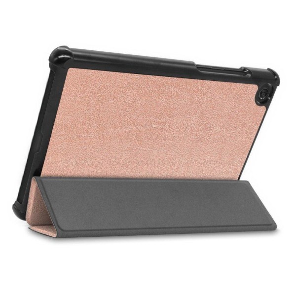 Lenovo Tab M8 Simple Tre-fold Læder Flip Etui - Rødguld Pink
