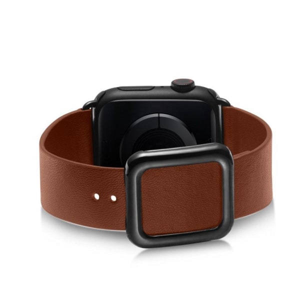 Apple Watch 42mm - 44mm urrem i mikrofiberlæder + spænde i rustfrit stål - Brun Brown