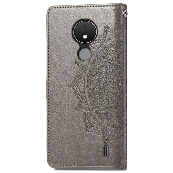 Mandala Nokia C21 Flip Etui - Grå Silver grey
