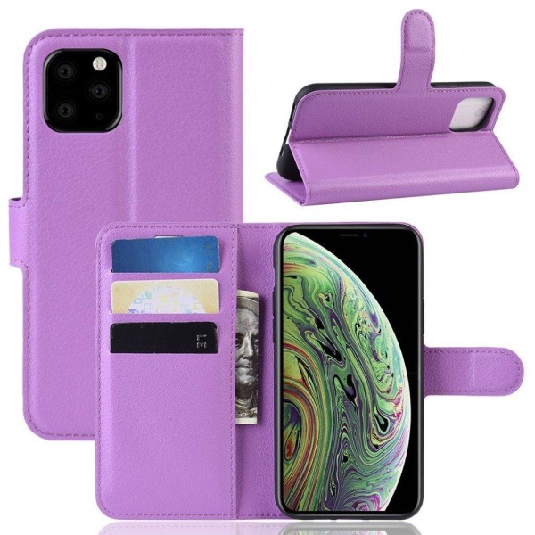 Alpha iPhone 11 Pro læder flip etui - Lilla Purple