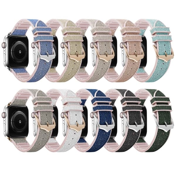 Apple Watch (41 mm) blank, glitrende klokkerem i silikon - Lysegrønn Green