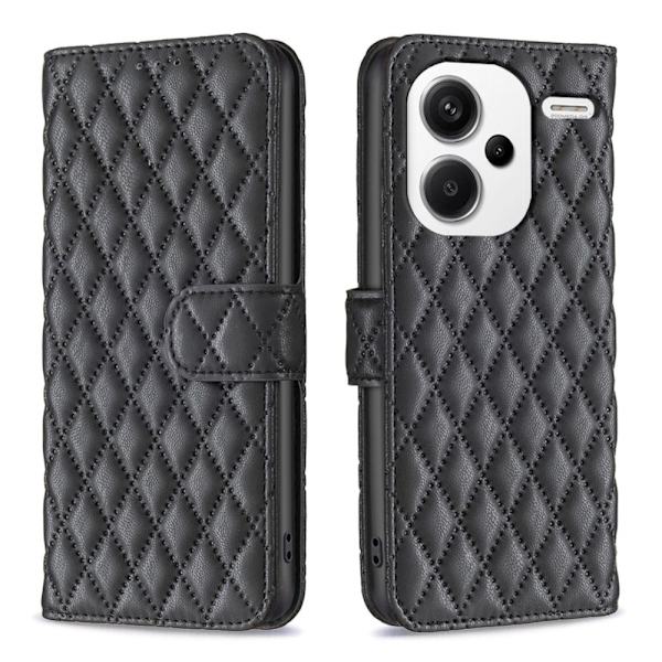 Rhombus mat Xiaomi Redmi Note 13 Pro Plus flip etui - Sort Black