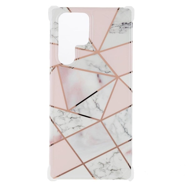 Marble Samsung Galaxy S22 Ultra Etui - Lyserød / White Tile Multicolor