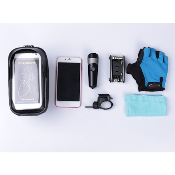 WHEEL UP vandtæt cykeltaske + touch screen-visning - Sort Black