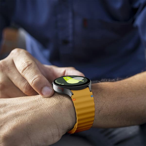 Samsung Galaxy Watch 20mm Wave Design Watch Band Stitching Line Decor Silicone Strap - Yellow Yellow