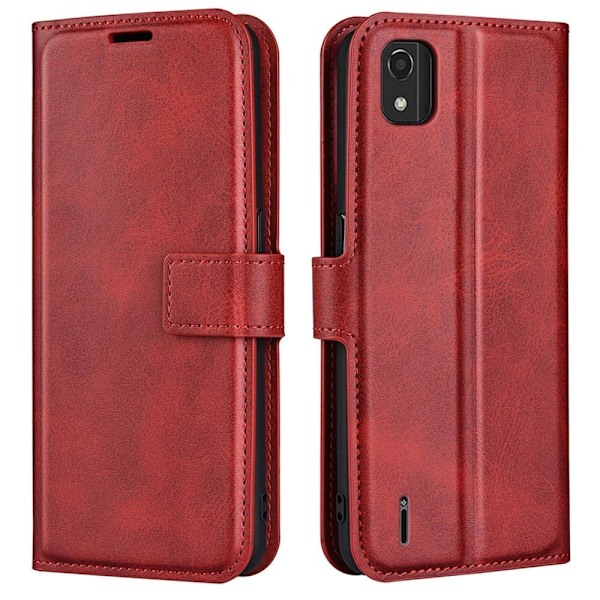 Nokia C2 2nd Edition læderetui med pung - Rød Red