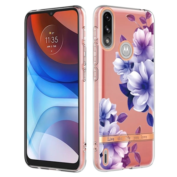 Erittäin ohut ja kestävä pehmeä kansi Motorola Moto E7 Power -puhelimelle - Violetti Begonia Purple