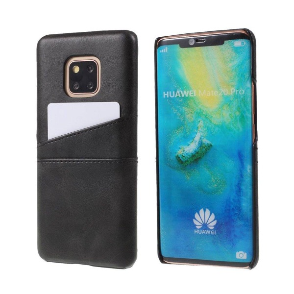 Huawei Mate 20 Pro To Korts slots læder etui - Sort Black