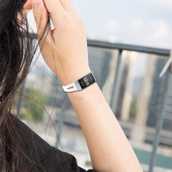 Fitbit Charge 3 klockarmband i äkta läder - Vit Vit