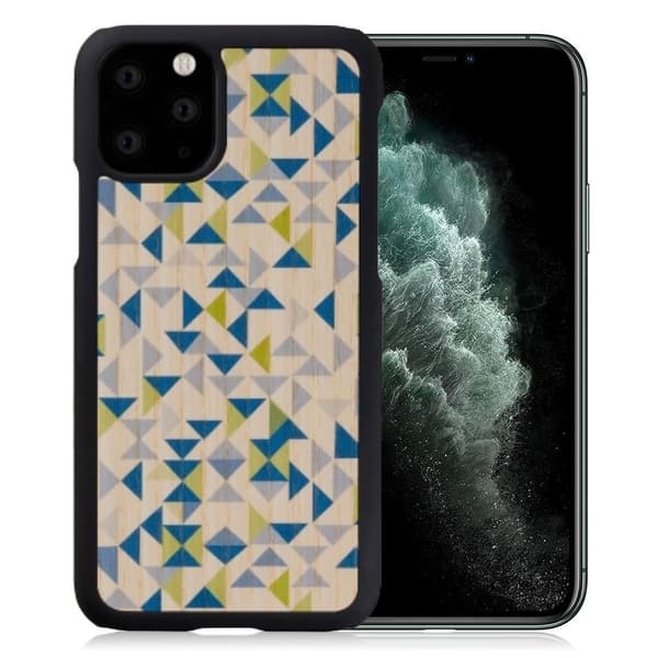 Man&Wood premium-kotelo iPhone 11 Pro Max - Sininen Kolmio Multicolor