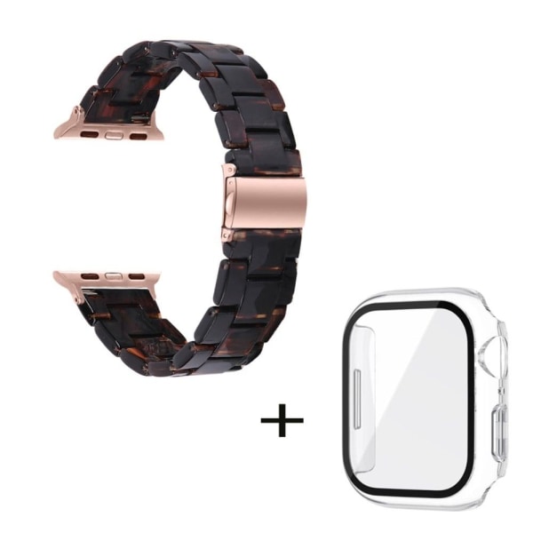 Apple Watch SE 2022 (40 mm) urrem med 3 perler i resin med klart cover - Mørk Kaffe Brown